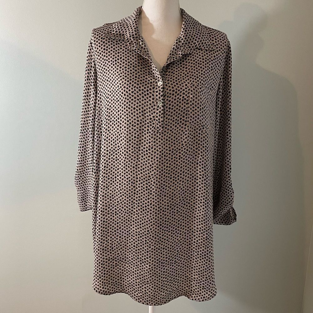 About A Girl Collared Polka Dot Long Sleeve Dress
